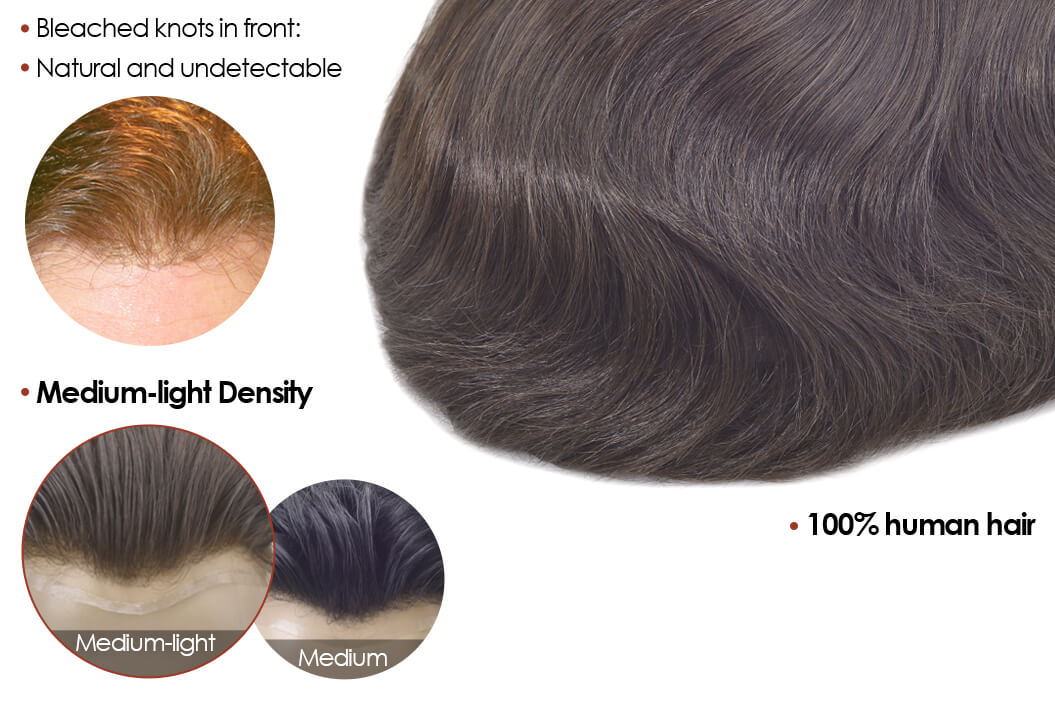 Hollywood lace Men’s Clip Hair System with Lace Front